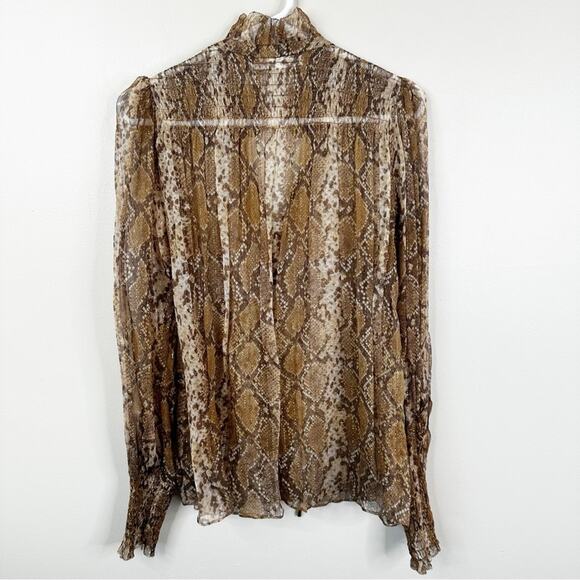 Zimmermann Botanica Python Silk Metallic Sheer Swing Blouse Womens 3/ US 10 - Picture 4 of 14